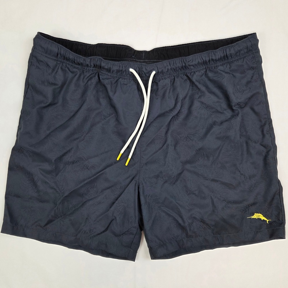 Tommy Bahama Mens Swim Trunks XL Navy Blue Tropical Leaf Board Shorts Beach